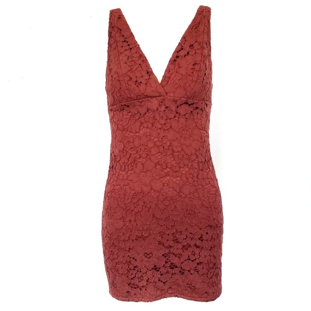 TopShop Petite Burnt Orange Lace Cocktail Dress 6P